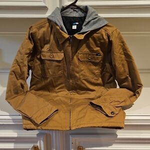 Young Men's Brown Jacket with Gray Hood